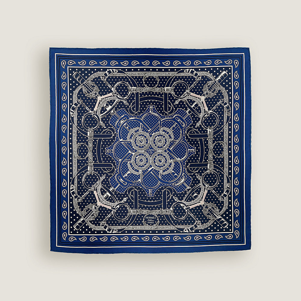 小物 HERMES Bandana 55 Eperon d'Or Bandana 55 Eperon d'Or - Bleu | Hermès Belgique